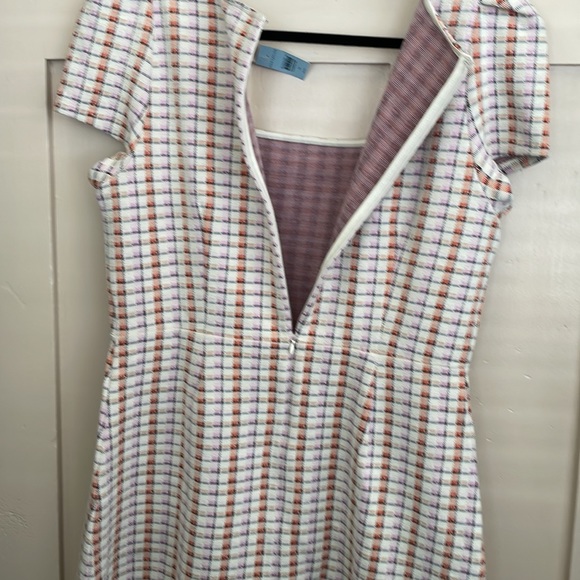 Ann Taylor madras plaid puff sleeve flare dress - Picture 5 of 7